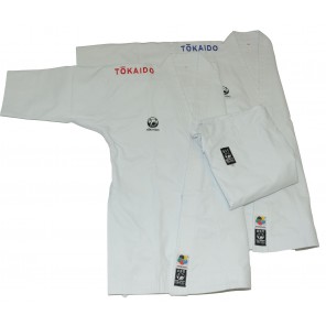 Tokaido WKF Kata Master Silver Set with Red and Blue Shoulder Embroidery